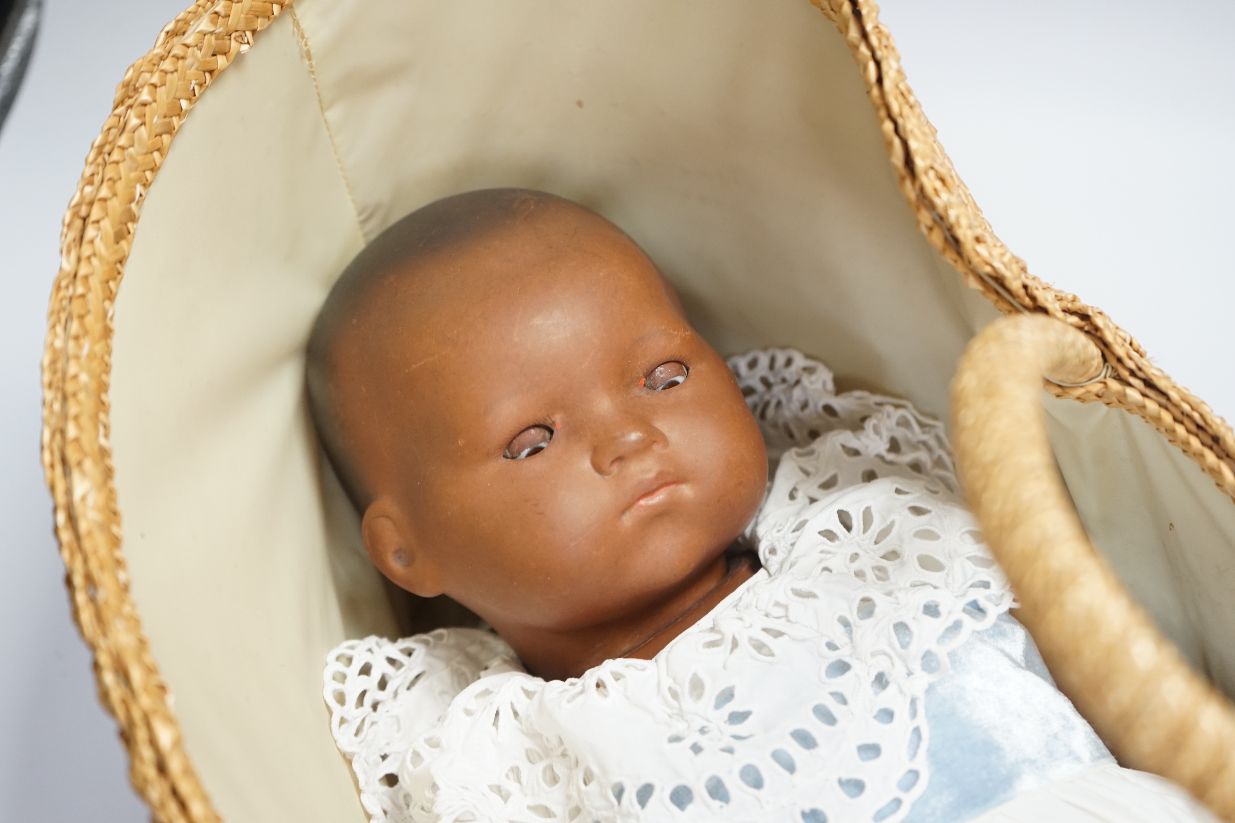 An Armand Marseille mulatto My Dream Baby bisque doll, mould 341